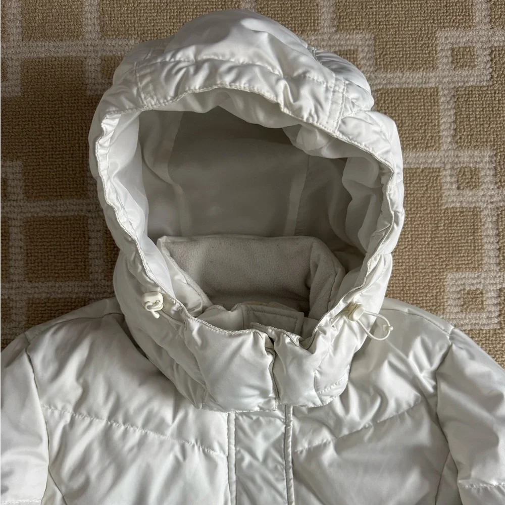 Eddie Bauer Goose Down Hooded Puffer Jacket White Warm Winter Coat Small